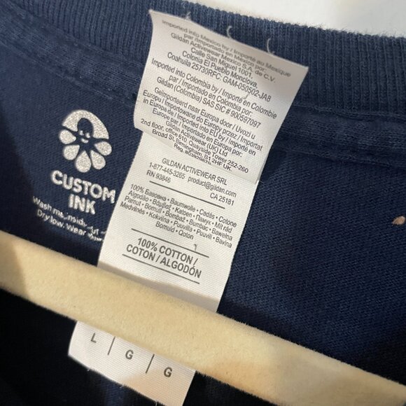 L Custom Ink Blue Long Sleeve Men's T-shirt - Picture 5 of 6